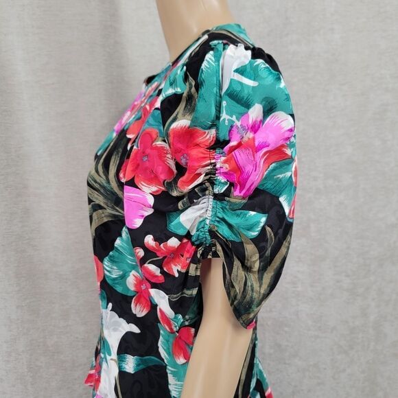 Maggy London by Jeannene Booher 80s Silk Tropical Dress Women's Plus Size 14 - Picture 5 of 14